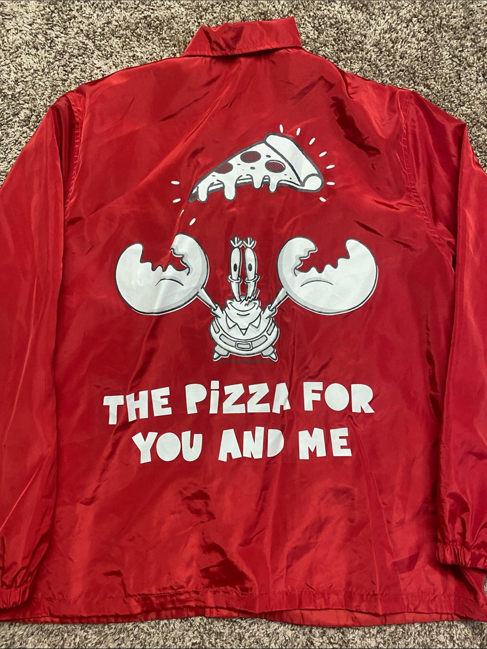 Nickelodeon Red Jacket with White Mr. Krabs Pizza Graphic Men’s Size XL - 1510